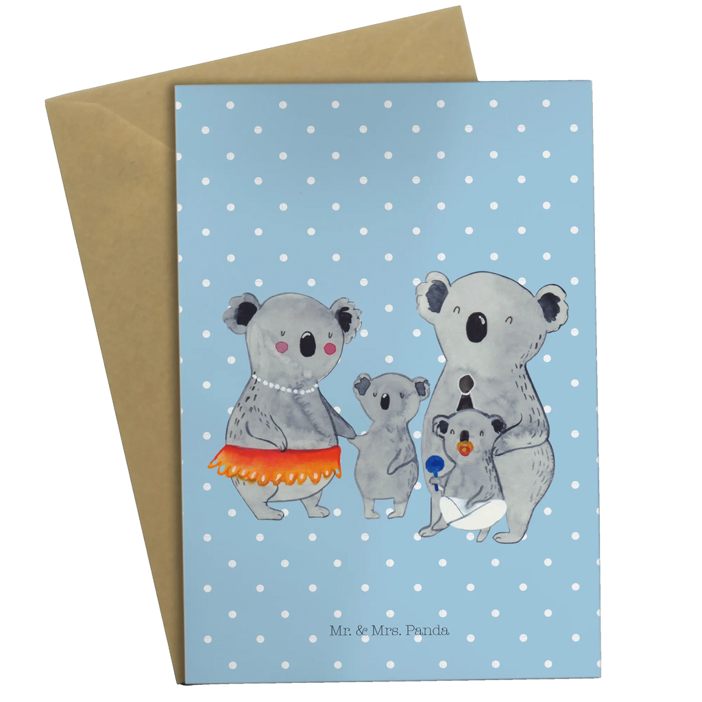 Grußkarte Koala Familie Grußkarte, Klappkarte, Einladungskarte, Glückwunschkarte, Hochzeitskarte, Geburtstagskarte, Karte, Ansichtskarten, Familie, Vatertag, Muttertag, Bruder, Schwester, Mama, Papa, Oma, Opa, Koala, Koalas, Family, Kinder, Geschwister, Familienleben