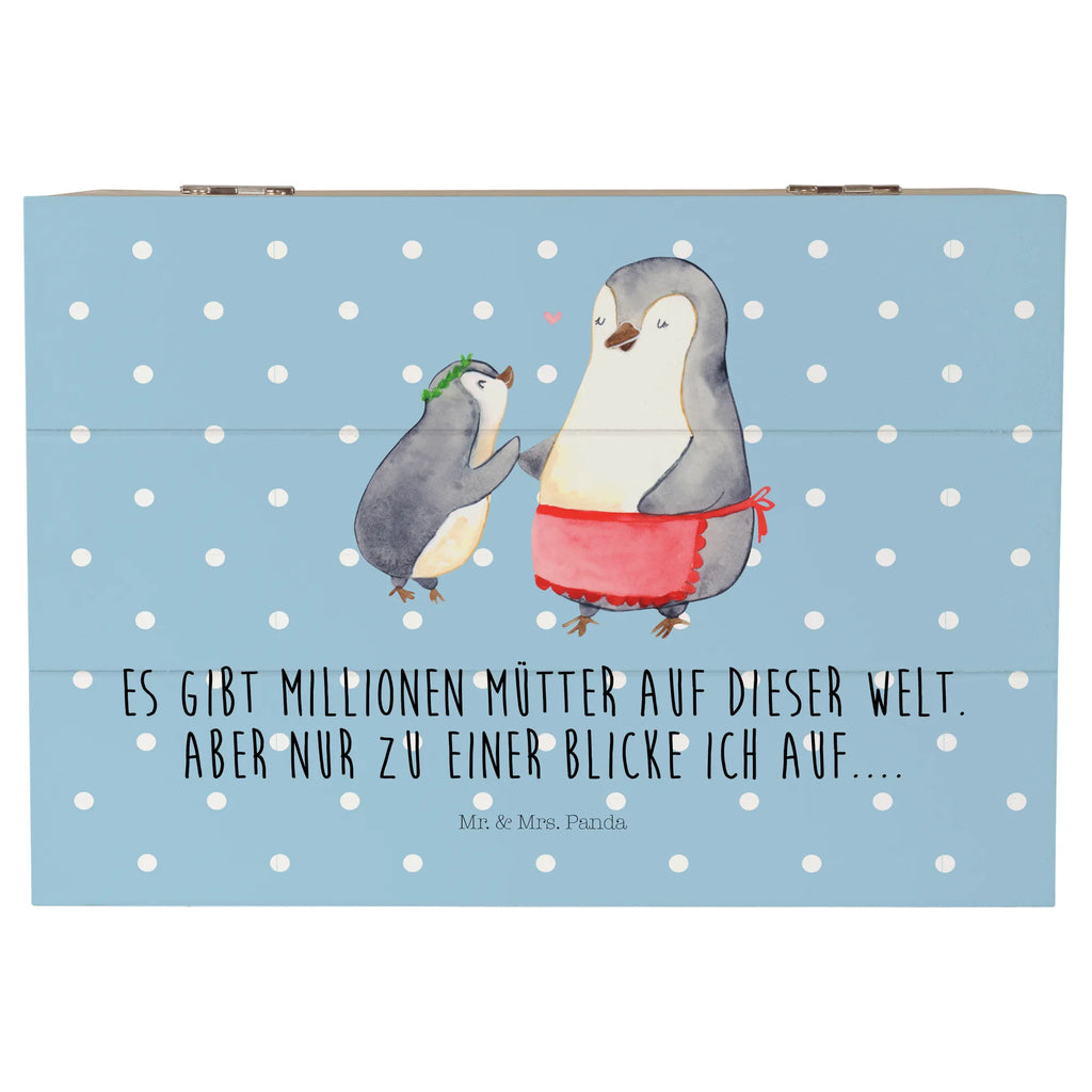 Holzkiste Pinguin mit Kind Holzkiste, Kiste, Schatzkiste, Truhe, Schatulle, XXL, Erinnerungsbox, Erinnerungskiste, Dekokiste, Aufbewahrungsbox, Geschenkbox, Geschenkdose, Familie, Vatertag, Muttertag, Bruder, Schwester, Mama, Papa, Oma, Opa, Geschenk, Mami, Mutti, Mutter, Geburststag