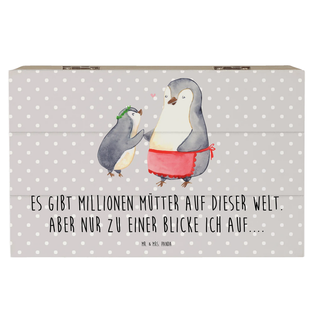 Holzkiste Pinguin mit Kind Holzkiste, Kiste, Schatzkiste, Truhe, Schatulle, XXL, Erinnerungsbox, Erinnerungskiste, Dekokiste, Aufbewahrungsbox, Geschenkbox, Geschenkdose, Familie, Vatertag, Muttertag, Bruder, Schwester, Mama, Papa, Oma, Opa, Geschenk, Mami, Mutti, Mutter, Geburststag