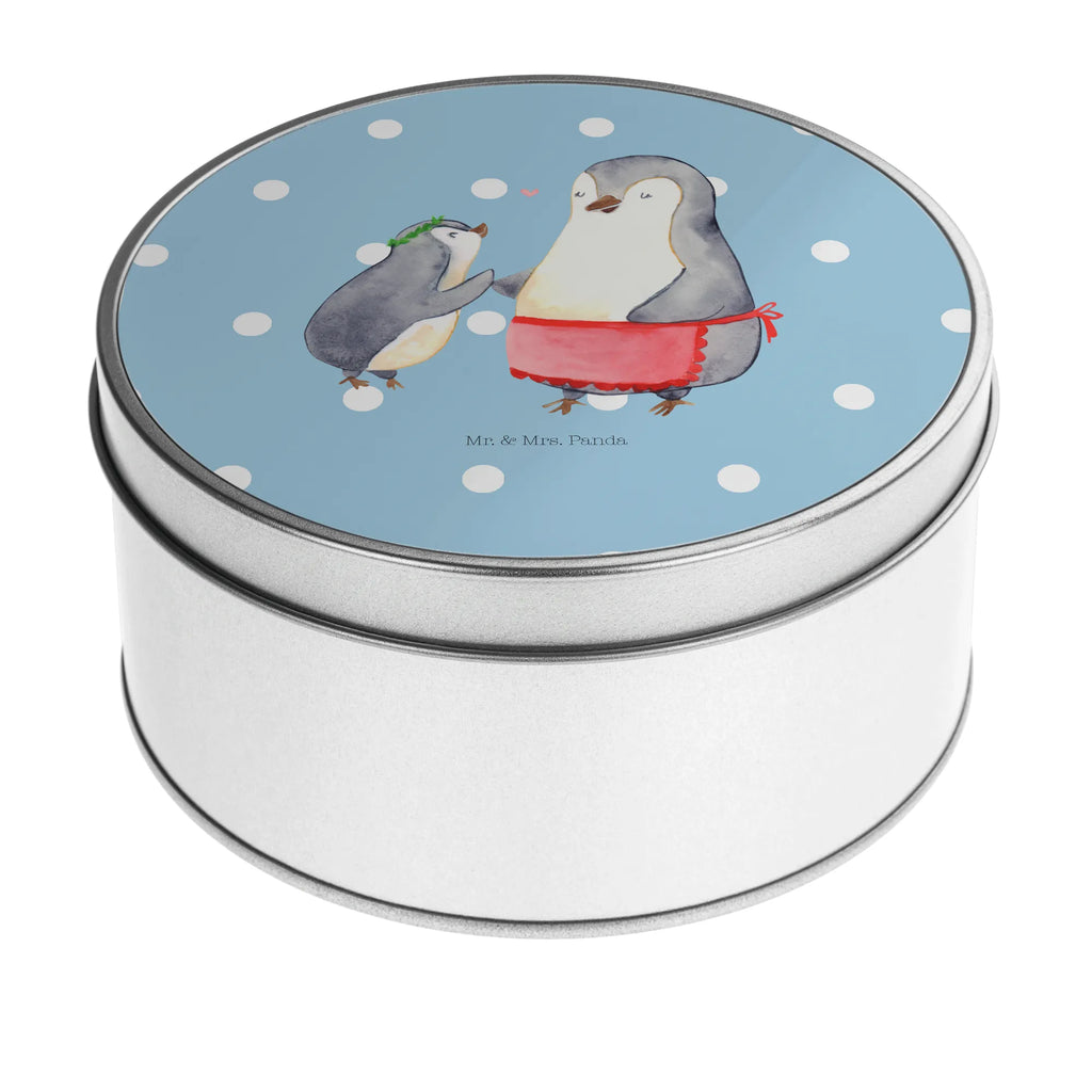 Blechdose rund Pinguin mit Kind Metalldose, Keksdose, Dose, Vorratsdose, Geschenkbox, Lunchbox, Aufbewahrungsbox, Vorratsdosen, Metallkiste, Metallbox, Metallboxen, Aufbewahrungskiste, Geschenkkiste, Blechdosen mit Deckel, Metallkiste mit Deckel, Vorratsdosen mit Deckel, Metall Dose, Familie, Vatertag, Muttertag, Bruder, Schwester, Mama, Papa, Oma, Opa, Geschenk, Mami, Mutti, Mutter, Geburststag