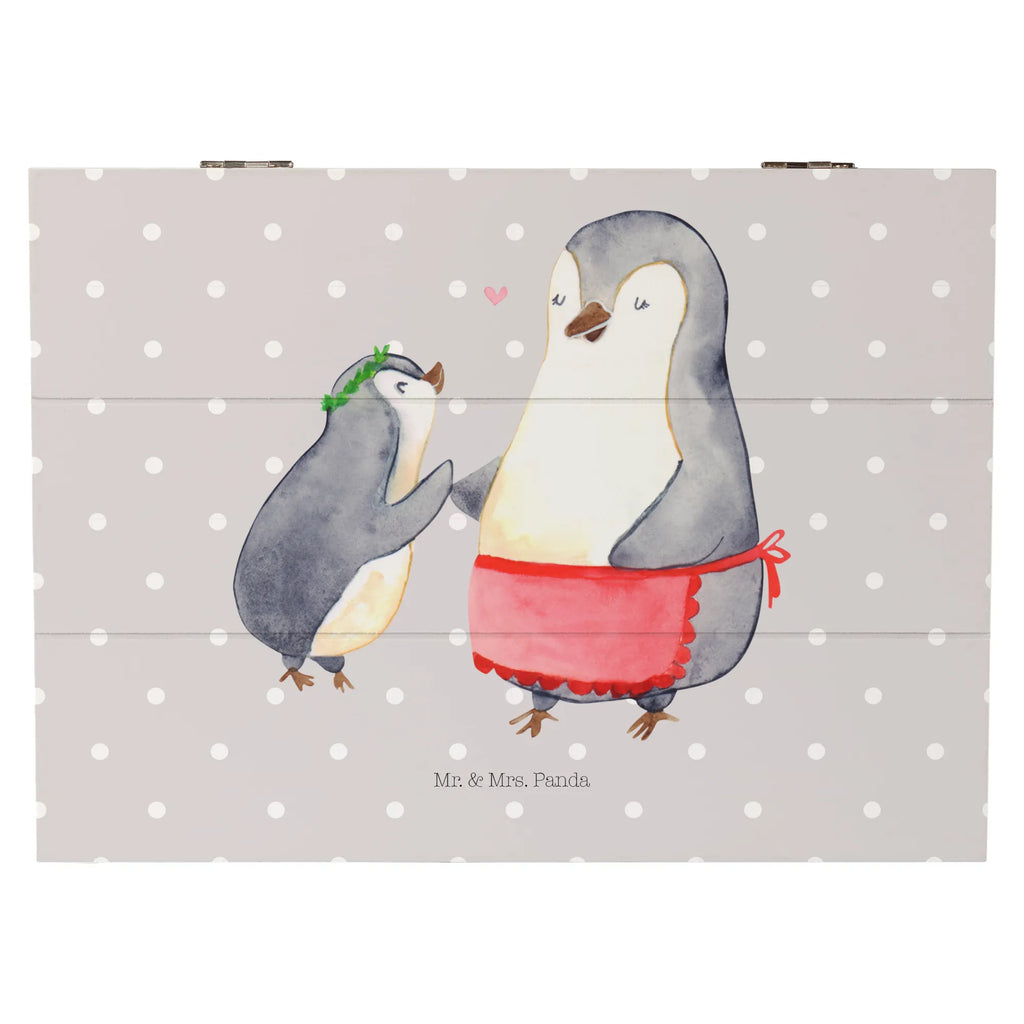 Holzkiste Pinguin mit Kind Holzkiste, Kiste, Schatzkiste, Truhe, Schatulle, XXL, Erinnerungsbox, Erinnerungskiste, Dekokiste, Aufbewahrungsbox, Geschenkbox, Geschenkdose, Familie, Vatertag, Muttertag, Bruder, Schwester, Mama, Papa, Oma, Opa, Geschenk, Mami, Mutti, Mutter, Geburststag