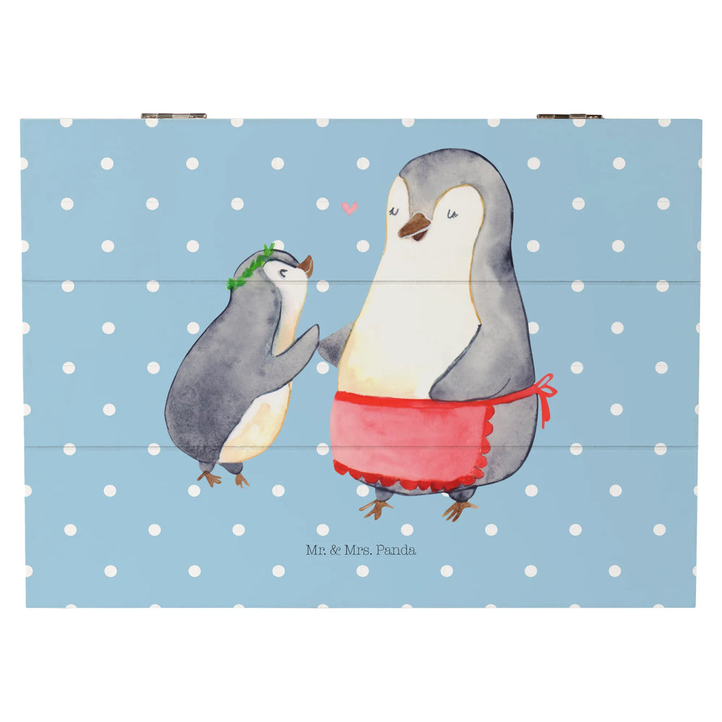 Holzkiste Pinguin mit Kind Holzkiste, Kiste, Schatzkiste, Truhe, Schatulle, XXL, Erinnerungsbox, Erinnerungskiste, Dekokiste, Aufbewahrungsbox, Geschenkbox, Geschenkdose, Familie, Vatertag, Muttertag, Bruder, Schwester, Mama, Papa, Oma, Opa, Geschenk, Mami, Mutti, Mutter, Geburststag