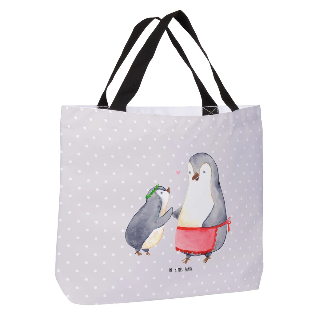 Shopper Pinguin mit Kind Beutel, Einkaufstasche, Tasche, Strandtasche, Einkaufsbeutel, Shopper, Schultasche, Freizeittasche, Tragebeutel, Schulbeutel, Alltagstasche, Familie, Vatertag, Muttertag, Bruder, Schwester, Mama, Papa, Oma, Opa, Geschenk, Mami, Mutti, Mutter, Geburststag