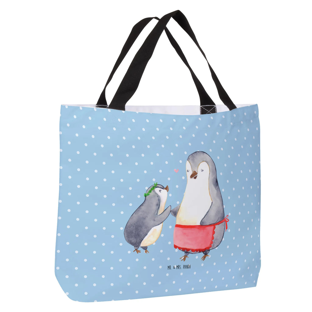 Shopper Pinguin mit Kind Beutel, Einkaufstasche, Tasche, Strandtasche, Einkaufsbeutel, Shopper, Schultasche, Freizeittasche, Tragebeutel, Schulbeutel, Alltagstasche, Familie, Vatertag, Muttertag, Bruder, Schwester, Mama, Papa, Oma, Opa, Geschenk, Mami, Mutti, Mutter, Geburststag