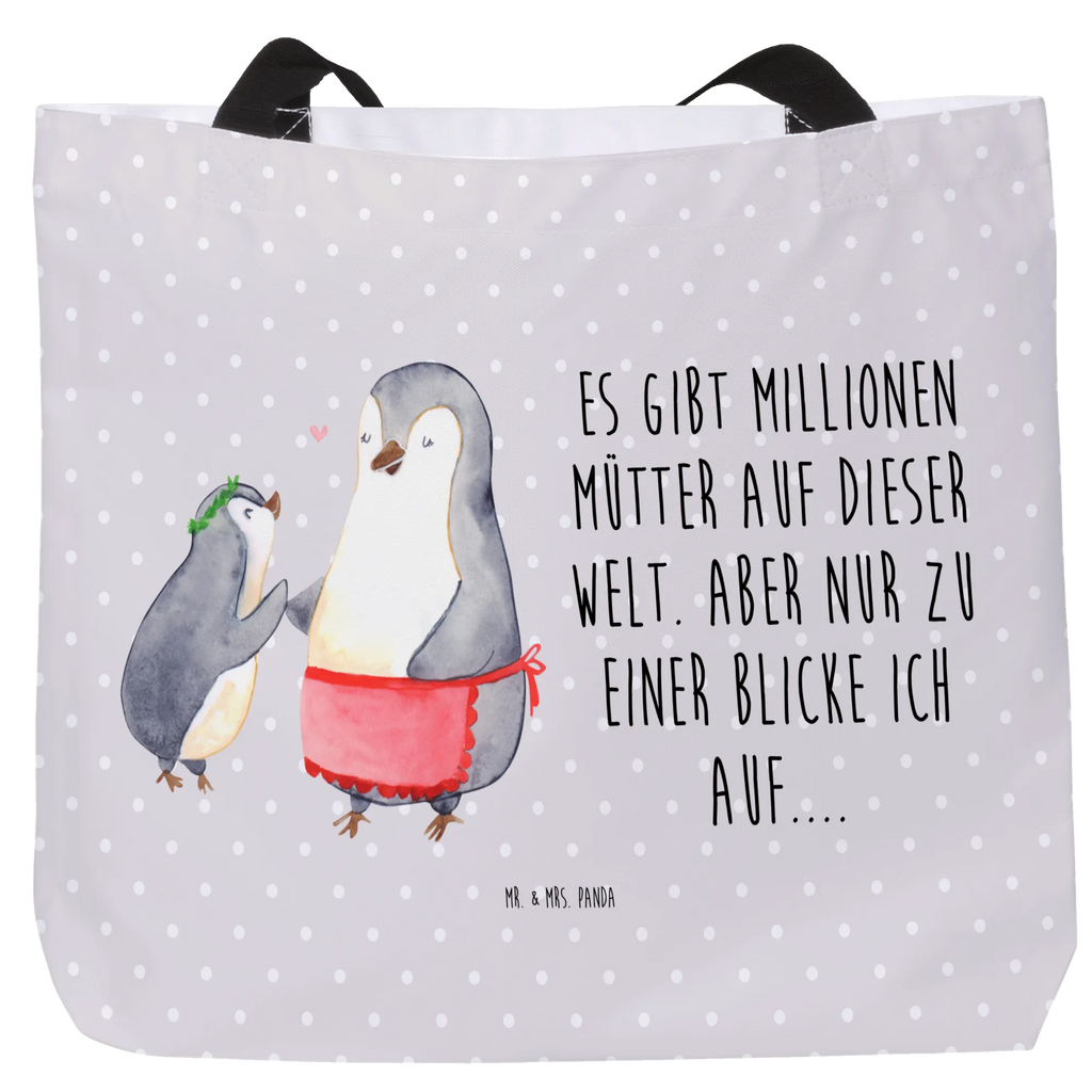 Shopper Pinguin mit Kind Beutel, Einkaufstasche, Tasche, Strandtasche, Einkaufsbeutel, Shopper, Schultasche, Freizeittasche, Tragebeutel, Schulbeutel, Alltagstasche, Familie, Vatertag, Muttertag, Bruder, Schwester, Mama, Papa, Oma, Opa, Geschenk, Mami, Mutti, Mutter, Geburststag