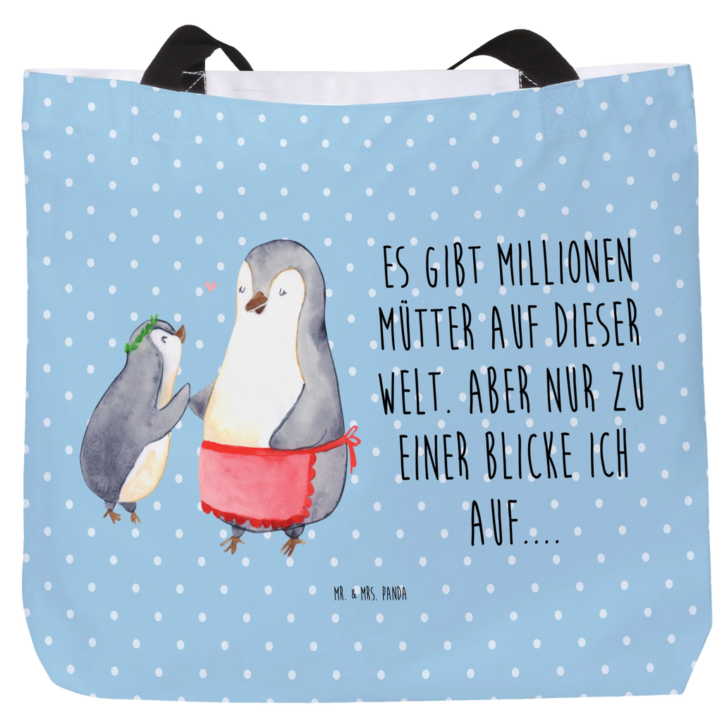 Shopper Pinguin mit Kind Beutel, Einkaufstasche, Tasche, Strandtasche, Einkaufsbeutel, Shopper, Schultasche, Freizeittasche, Tragebeutel, Schulbeutel, Alltagstasche, Familie, Vatertag, Muttertag, Bruder, Schwester, Mama, Papa, Oma, Opa, Geschenk, Mami, Mutti, Mutter, Geburststag