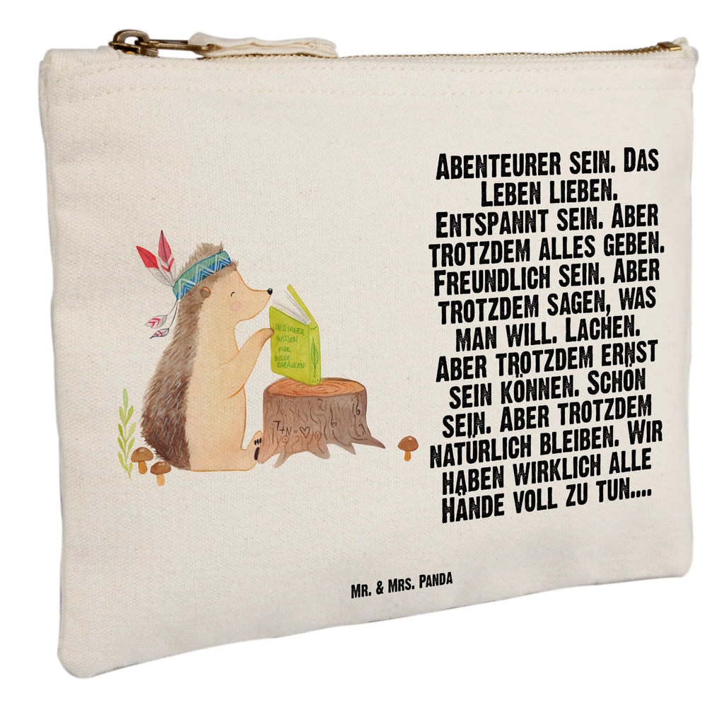 Schminktasche Igel Indianer Schminktasche, Kosmetiktasche, Kosmetikbeutel, Stiftemäppchen, Etui, Federmappe, Makeup, XXL, Schminketui, Kosmetiketui, Schlamperetui, Waldtiere, Tiere, Igel, Indianer, Abenteuer, Lagerfeuer, Camping