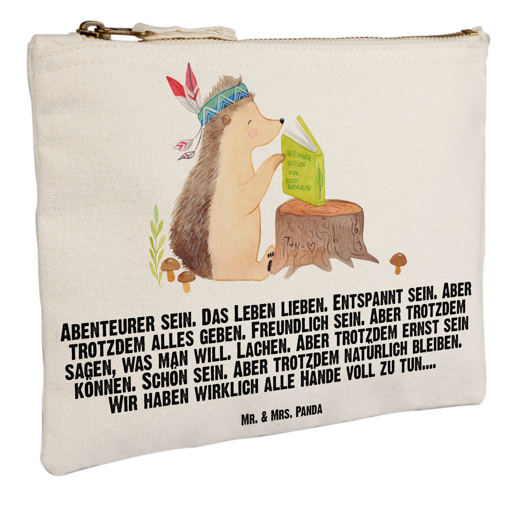 Schminktasche Igel Indianer Schminktasche, Kosmetiktasche, Kosmetikbeutel, Stiftemäppchen, Etui, Federmappe, Makeup, XXL, Schminketui, Kosmetiketui, Schlamperetui, Waldtiere, Tiere, Igel, Indianer, Abenteuer, Lagerfeuer, Camping