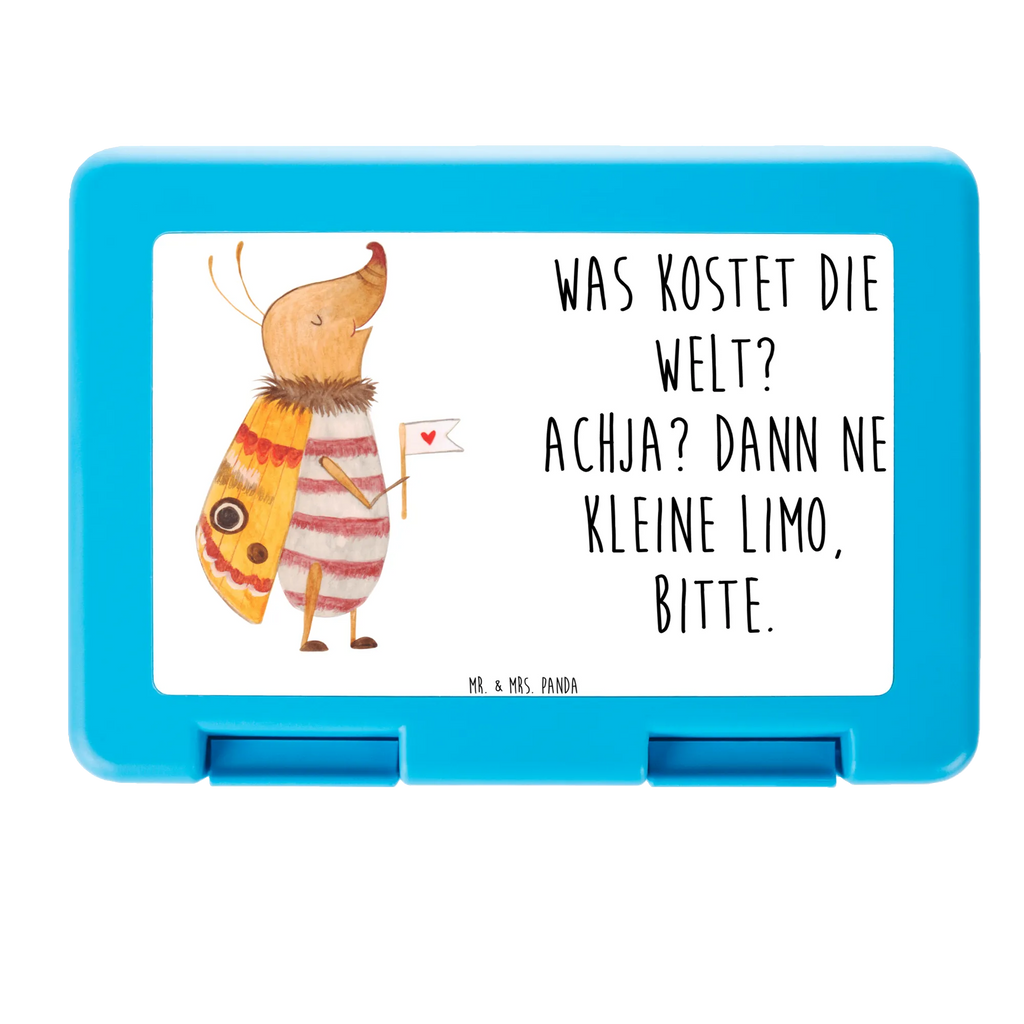 Brotdose Nachtfalter mit Fähnchen Brotbox, Snackbox, Lunch box, Butterbrotdose, Brotzeitbox, Tiermotive, Gute Laune, lustige Sprüche, Tiere, Nachtfalter, Käfer, Spruch lustig, Spruch witzig, süß, niedlich, Küche Deko, Was kostet die Welt