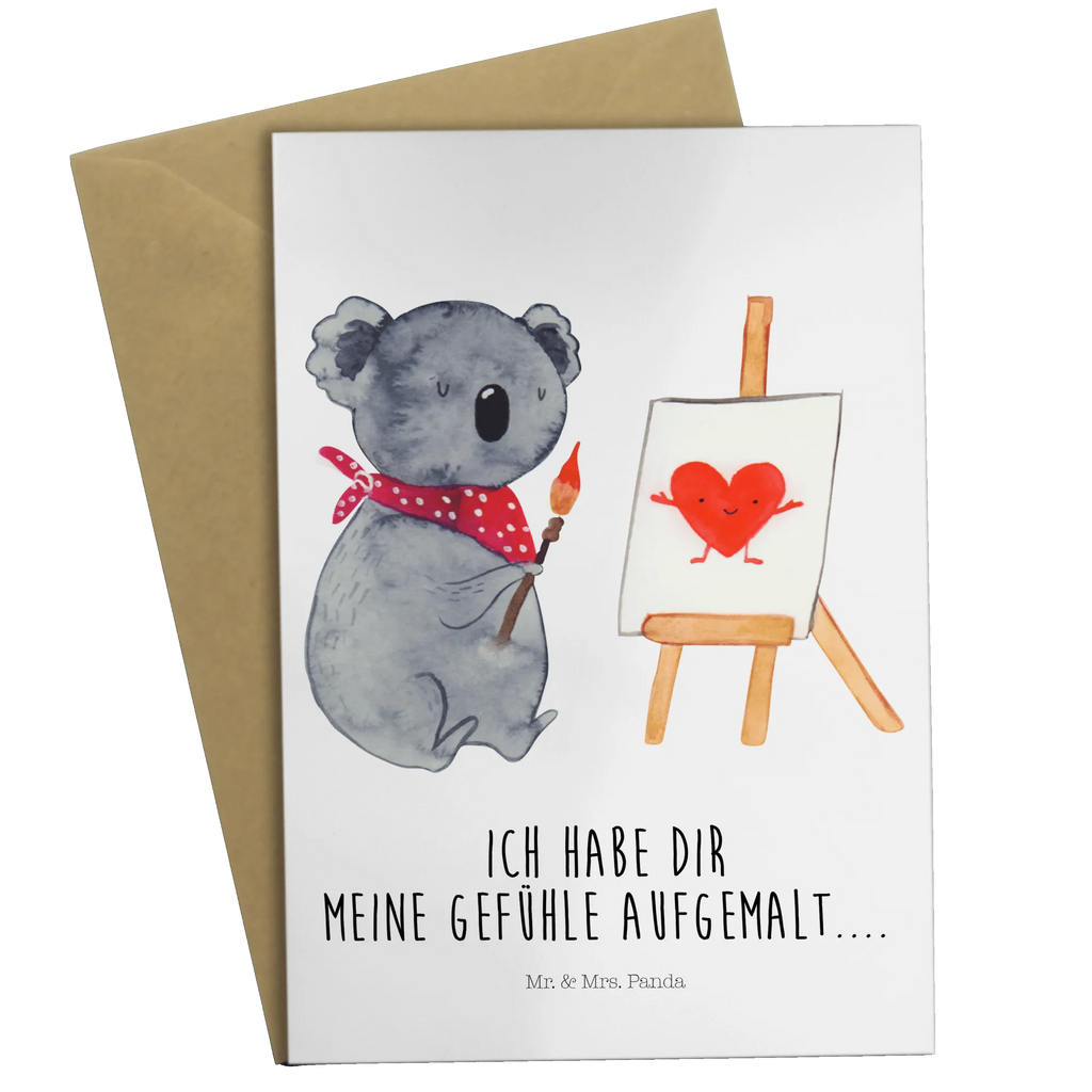 Grußkarte Koala Künstler Grußkarte, Klappkarte, Einladungskarte, Glückwunschkarte, Hochzeitskarte, Geburtstagskarte, Karte, Ansichtskarten, Koala, Koalabär, Liebe, Liebensbeweis, Liebesgeschenk, Gefühle, Künstler, zeichnen