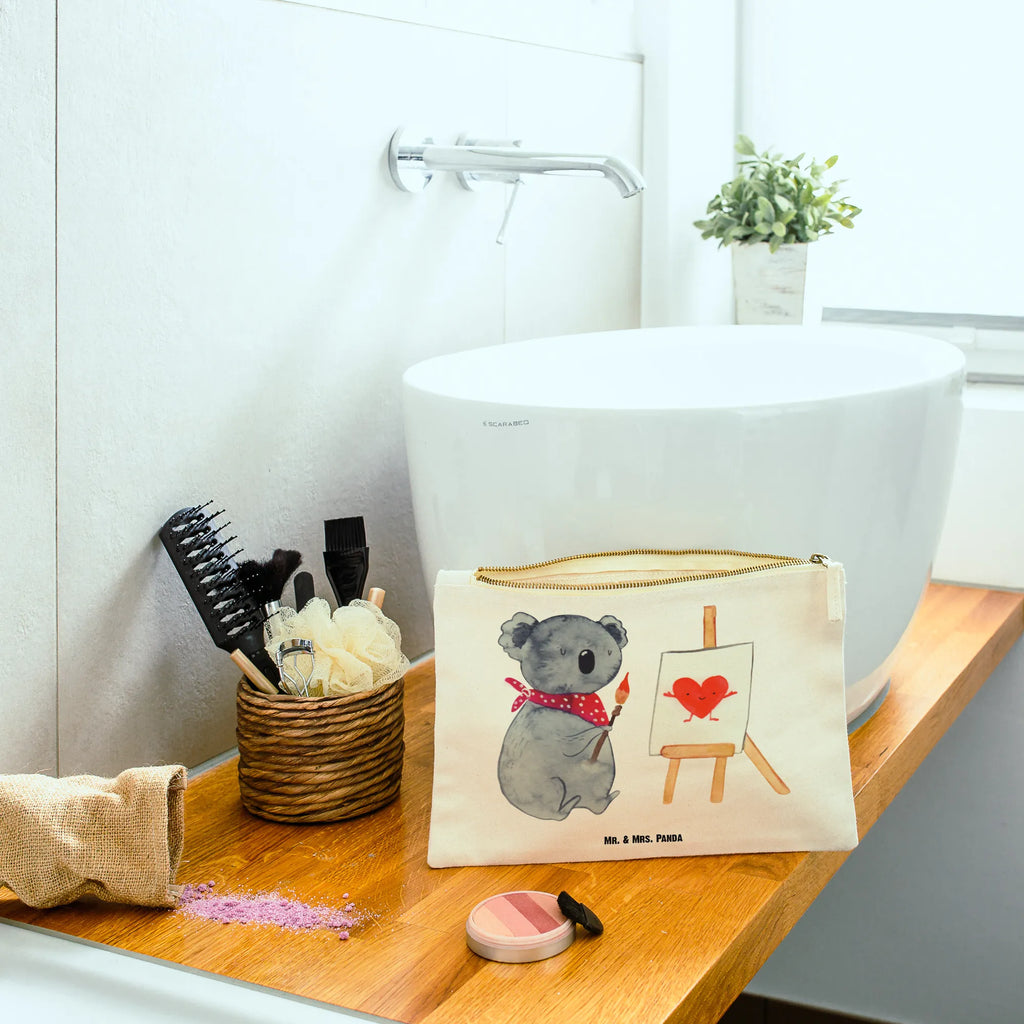 Schminktasche Koala Künstler Schminktasche, Kosmetiktasche, Kosmetikbeutel, Stiftemäppchen, Etui, Federmappe, Makeup, XXL, Schminketui, Kosmetiketui, Schlamperetui, Koala, Koalabär, Liebe, Liebensbeweis, Liebesgeschenk, Gefühle, Künstler, zeichnen