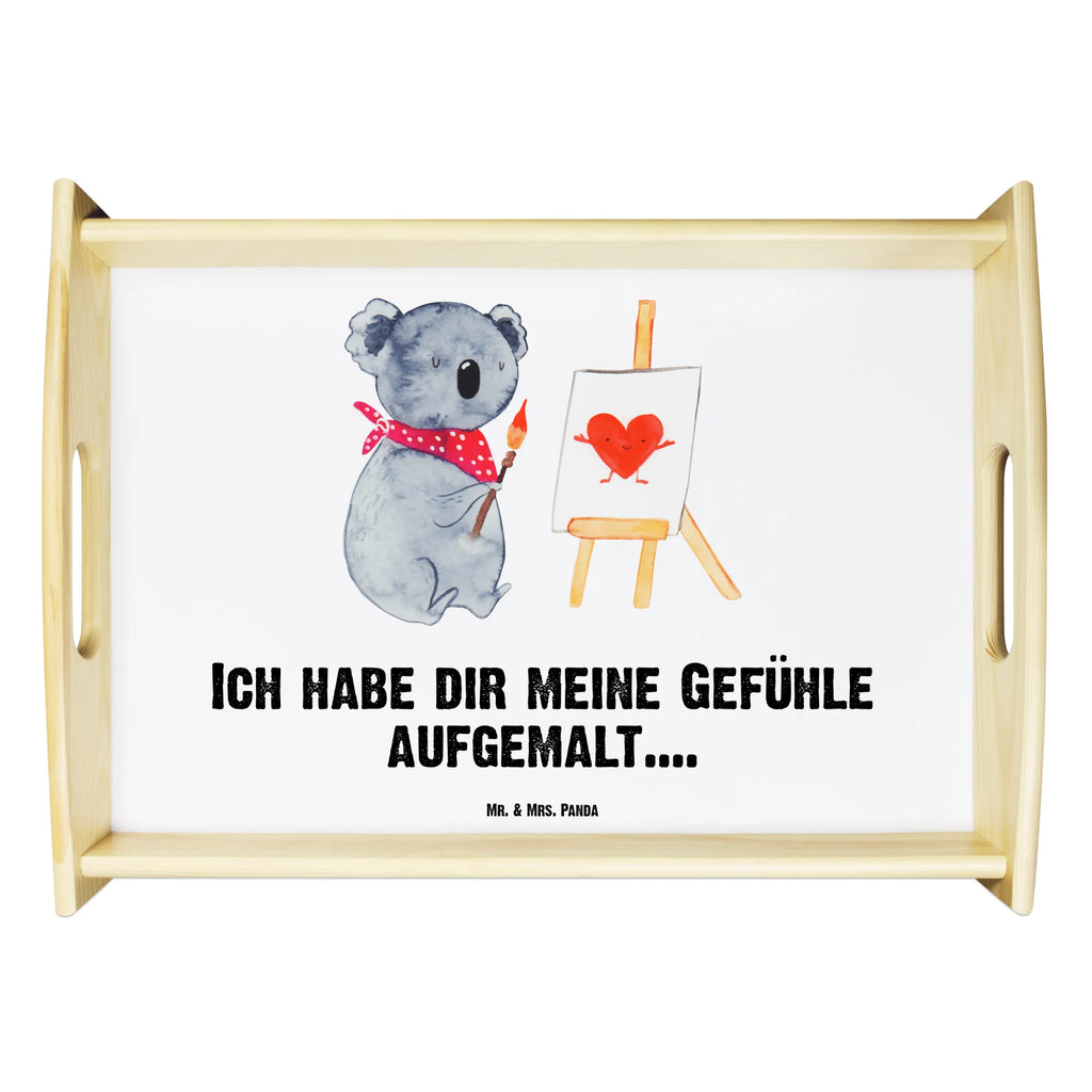 Serviertablett Koala Künstler Serviertablett, Tablett, Holztablett, Küchentablett, Dekotablett, Frühstückstablett, Koala, Koalabär, Liebe, Liebensbeweis, Liebesgeschenk, Gefühle, Künstler, zeichnen