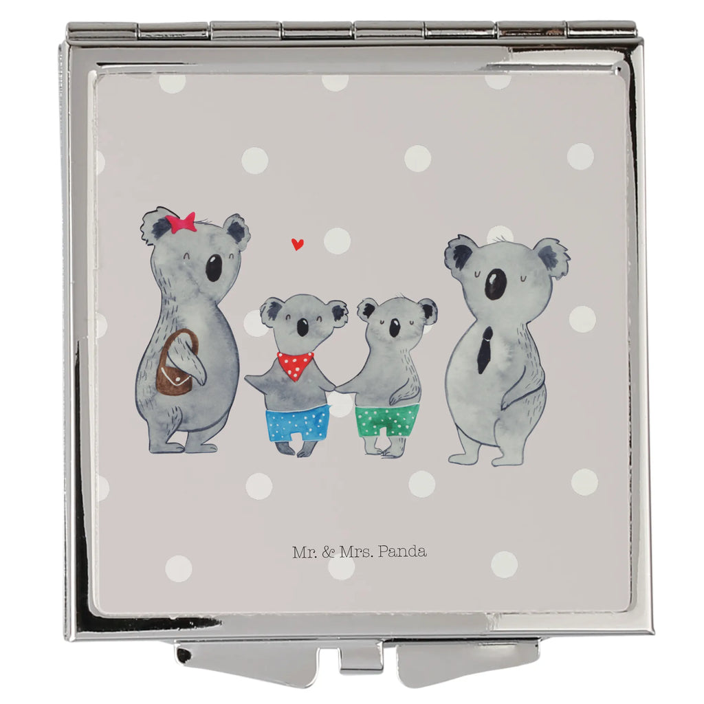 Handtaschenspiegel quadratisch Koala Familie zwei Spiegel, Handtasche, Quadrat, silber, schminken, Schminkspiegel, Familie, Vatertag, Muttertag, Bruder, Schwester, Mama, Papa, Oma, Opa, Koala, Koalabär, beste Familie, Familienzeit, Familienleben, Koalafamilie, Lieblingsfamilie