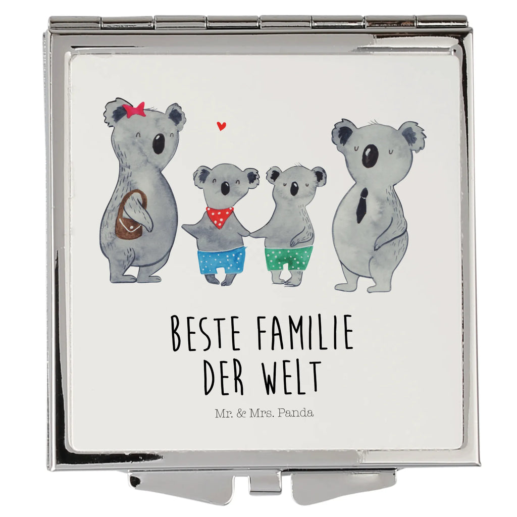 Handtaschenspiegel quadratisch Koala Familie zwei Spiegel, Handtasche, Quadrat, silber, schminken, Schminkspiegel, Familie, Vatertag, Muttertag, Bruder, Schwester, Mama, Papa, Oma, Opa, Koala, Koalabär, beste Familie, Familienzeit, Familienleben, Koalafamilie, Lieblingsfamilie