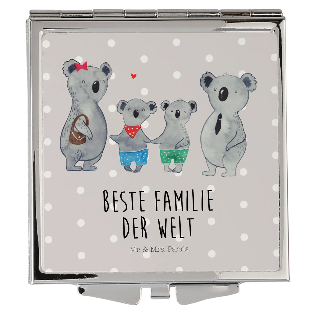 Handtaschenspiegel quadratisch Koala Familie zwei Spiegel, Handtasche, Quadrat, silber, schminken, Schminkspiegel, Familie, Vatertag, Muttertag, Bruder, Schwester, Mama, Papa, Oma, Opa, Koala, Koalabär, beste Familie, Familienzeit, Familienleben, Koalafamilie, Lieblingsfamilie