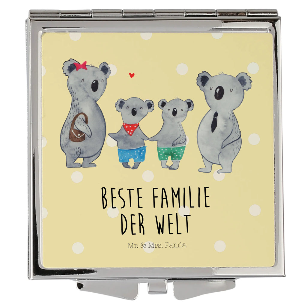 Handtaschenspiegel quadratisch Koala Familie zwei Spiegel, Handtasche, Quadrat, silber, schminken, Schminkspiegel, Familie, Vatertag, Muttertag, Bruder, Schwester, Mama, Papa, Oma, Opa, Koala, Koalabär, beste Familie, Familienzeit, Familienleben, Koalafamilie, Lieblingsfamilie