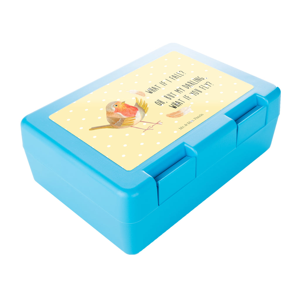 Brotdose Rotkehlchen Federn Brotbox, Snackbox, Lunch box, Butterbrotdose, Brotzeitbox, Tiermotive, Gute Laune, lustige Sprüche, Tiere, What if i fall, Rotkehlchen, Spruch Motivation, Spruch Mut, Vogel, Motivation Sprüche, Motivationsbilder, fliegen