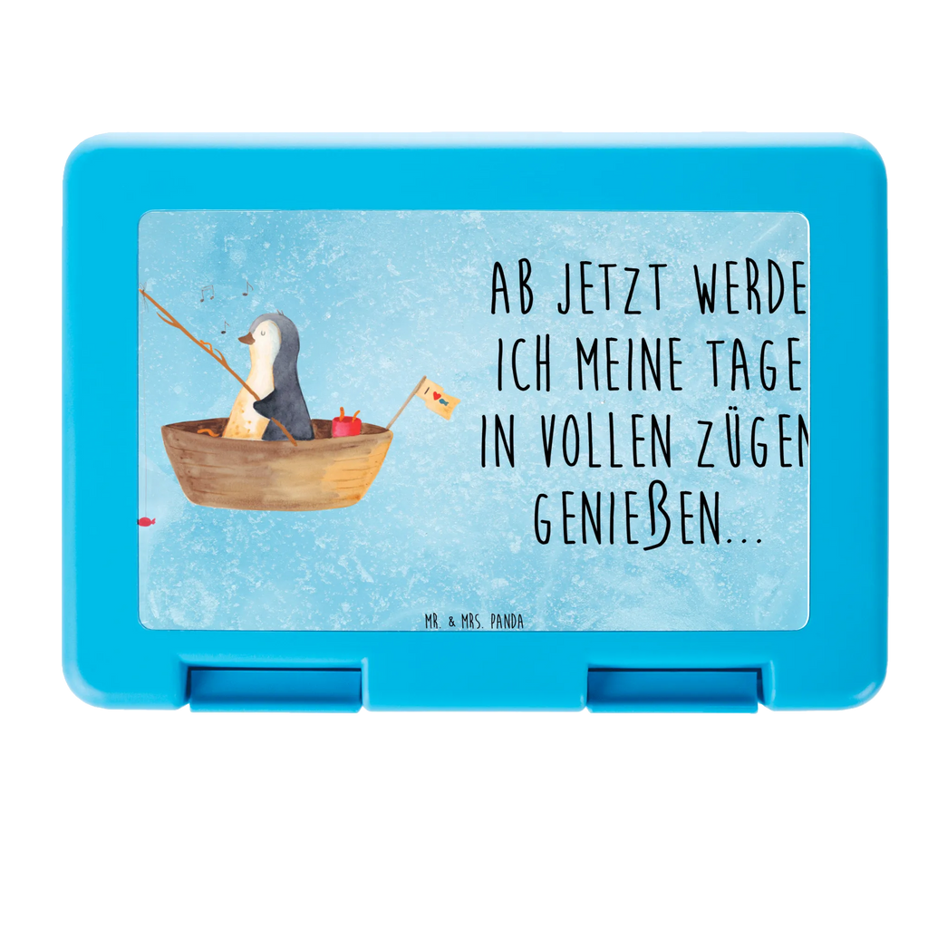 Brotdose Pinguin Angelboot Brotbox, Snackbox, Lunch box, Butterbrotdose, Brotzeitbox, Pinguin, Pinguine, Angeln, Boot, Angelboot, Lebenslust, Leben, genießen, Motivation, Neustart, Neuanfang, Trennung, Scheidung, Geschenkidee Liebeskummer