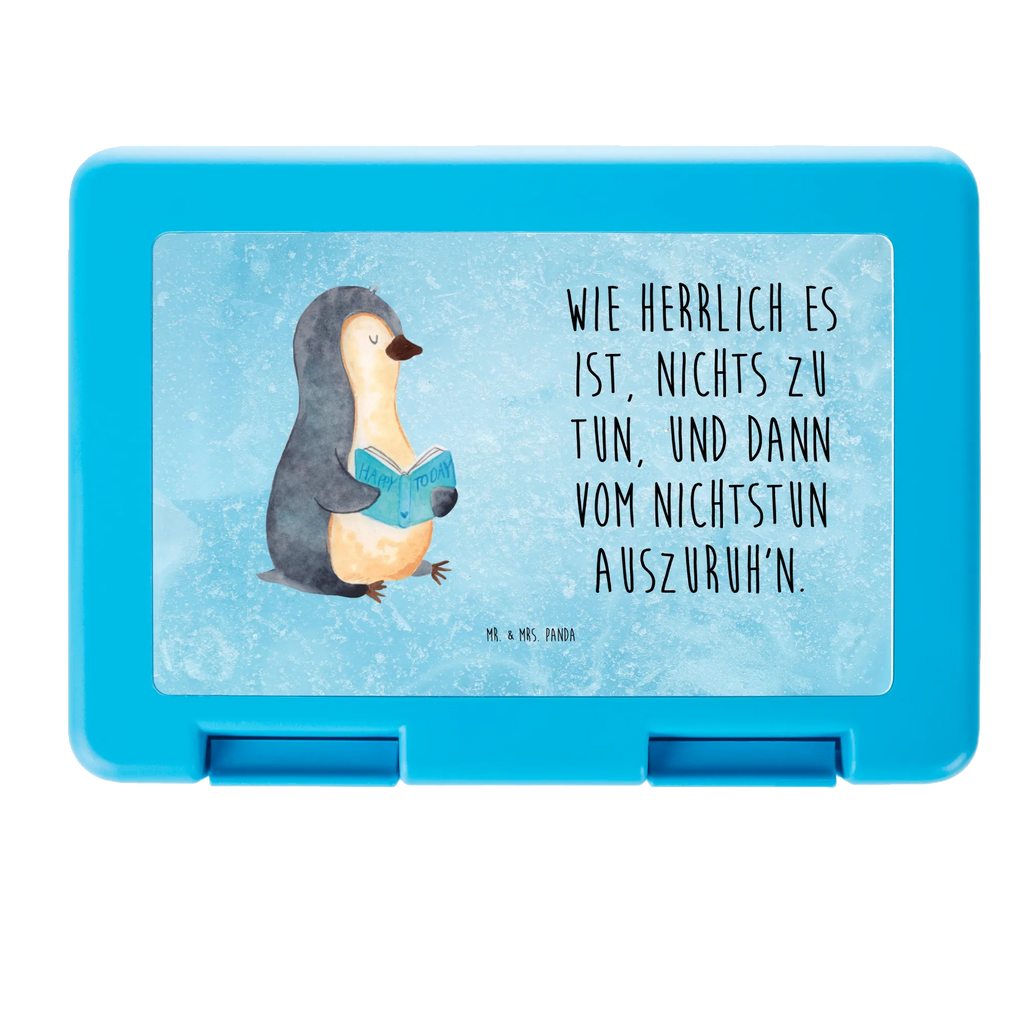 Brotdose Pinguin Buch Brotbox, Snackbox, Lunch box, Butterbrotdose, Brotzeitbox, Pinguin, Pinguine, Buch, Lesen, Bücherwurm, Nichtstun, Faulenzen, Ferien, Urlaub, Freizeit