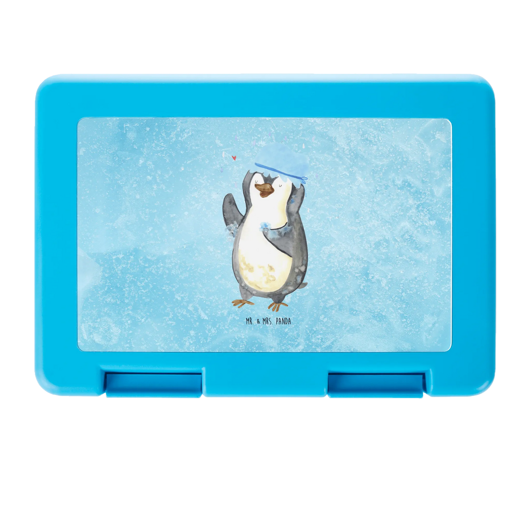 Brotdose Pinguin duscht Brotbox, Snackbox, Lunch box, Butterbrotdose, Brotzeitbox, Pinguin, Pinguine, Dusche, duschen, Lebensmotto, Motivation, Neustart, Neuanfang, glücklich sein