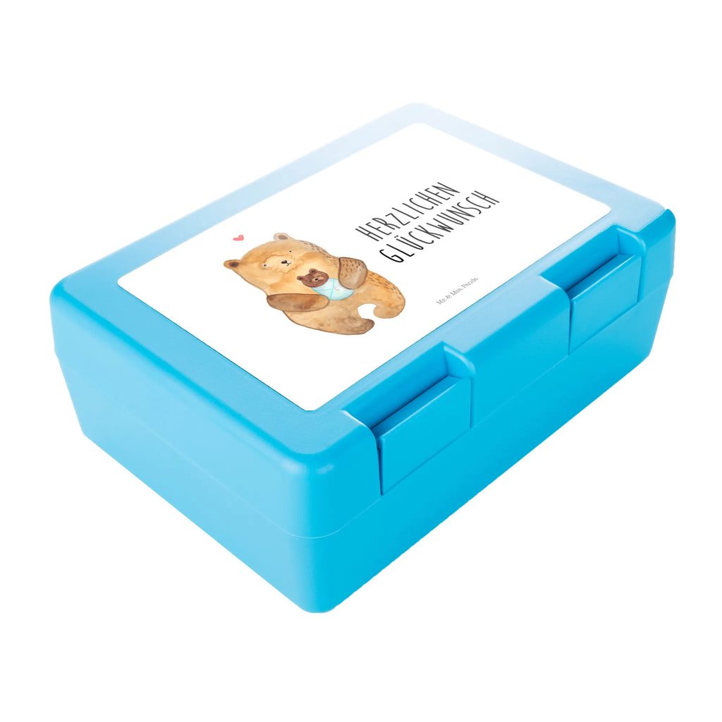 Brotdose Bär mit Baby Brotbox, Snackbox, Lunch box, Butterbrotdose, Brotzeitbox, Bär, Teddy, Teddybär, Eltern, Mutter, Baby, Taufe, Geburt, Nichte, Neffe, Enkel, Enkelin, Täufling, Geburtstag, Glückwunsch