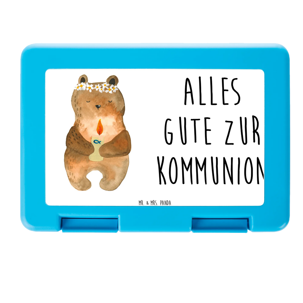 Brotdose Kommunion-Bär Brotbox, Snackbox, Lunch box, Butterbrotdose, Brotzeitbox, Bär, Teddy, Teddybär, Kommunion, Gottes Segen, Taufkerze, katholisch