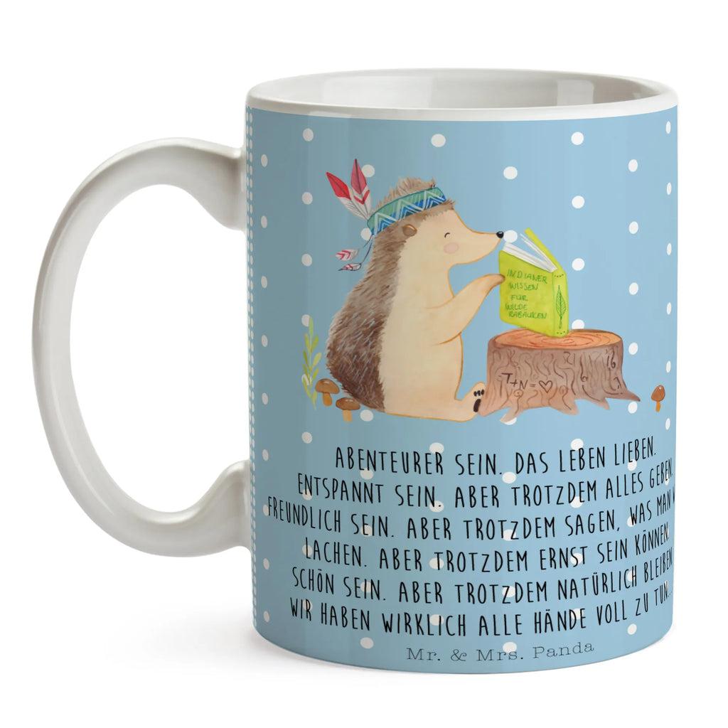 Tasse Igel Indianer Tasse, Kaffeetasse, Teetasse, Becher, Kaffeebecher, Teebecher, Keramiktasse, Porzellantasse, Büro Tasse, Geschenk Tasse, Tasse Sprüche, Tasse Motive, Kaffeetassen, Tasse bedrucken, Designer Tasse, Cappuccino Tassen, Schöne Teetassen, Waldtiere, Tiere, Igel, Indianer, Abenteuer, Lagerfeuer, Camping