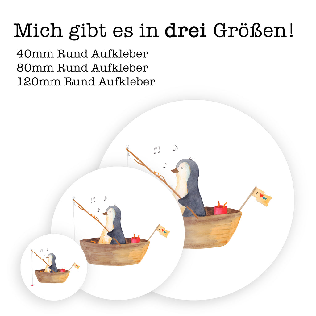 Rund Aufkleber Pinguin Angelboot Sticker, Aufkleber, Etikett, Pinguin, Pinguine, Angeln, Boot, Angelboot, Lebenslust, Leben, genießen, Motivation, Neustart, Neuanfang, Trennung, Scheidung, Geschenkidee Liebeskummer