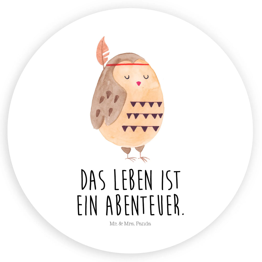 Rund Aufkleber Eule Federschmuck Sticker, Aufkleber, Etikett, Eule, Eule Deko, Owl, Das Leben ist ein Abenteuer, Reisespruch, Federschmuck, Dekoration