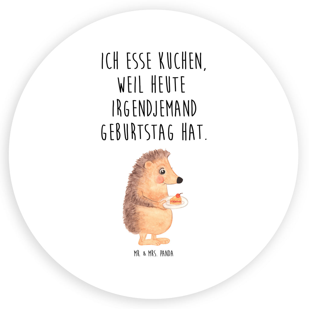 Rund Aufkleber Igel mit Kuchenstück Sticker, Aufkleber, Etikett, Tiermotive, Gute Laune, lustige Sprüche, Tiere, Igel, Essen Spruch, Kuchen, Backen Geschenk, Kuchen backen, Einladung Party, Geburtstagskuchen, Torte