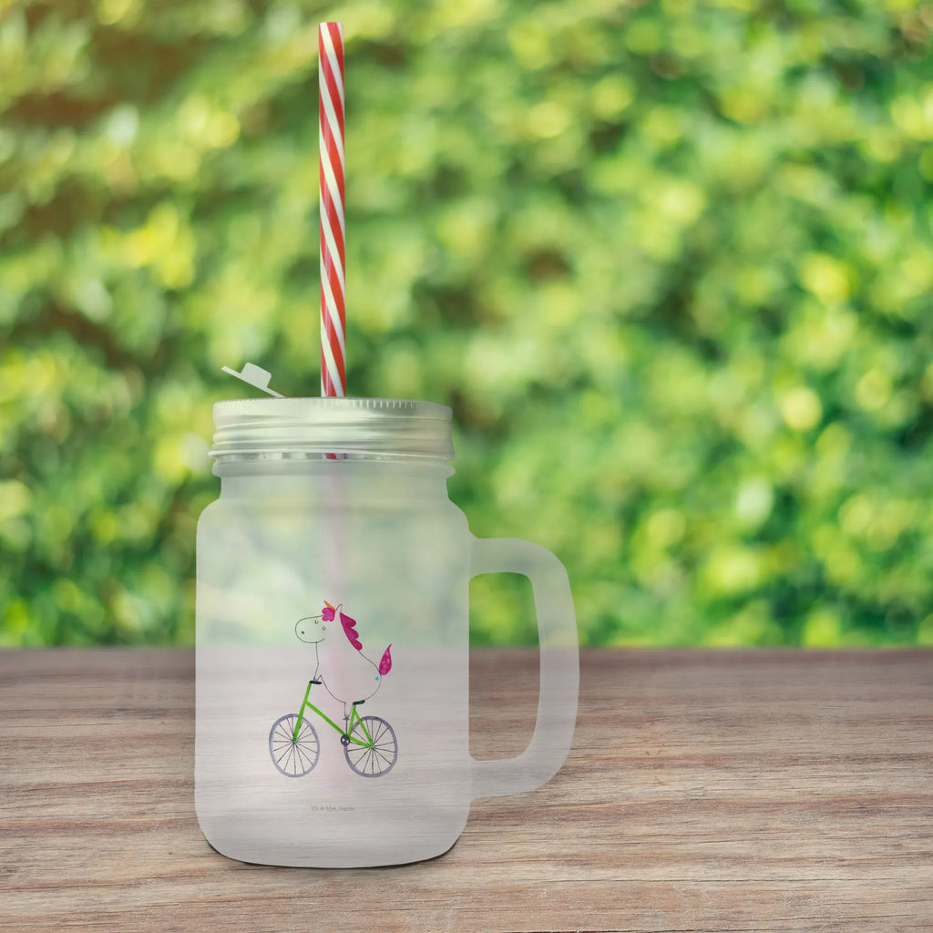 Trinkglas Mason Jar Einhorn Radfahrer Mason Jar, Glas, Trinkglas, Henkelglas, Sommerglas, Einmachglas, Cocktailglas, Cocktail-Glas, Mason Jar Trinkglas, Satiniertes Glas, Retro-Glas, Strohhalm Glas, Schraubdeckel Glas, Sommerparty Einrichtung, Einhorn, Einhörner, Einhorn Deko, Unicorn, Radfahren, Radfahrer, Rad, Bike, Feenstaub, Konfetti, Luxusproblem, Kummer, Liebeskummer