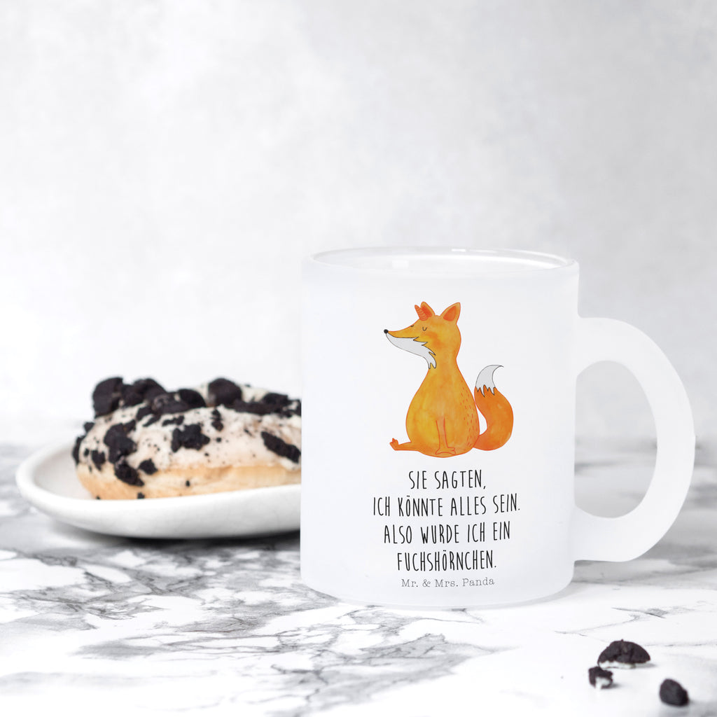 Teetasse Fuchshörnchen Teetasse, Teeglas, Teebecher, Tasse mit Henkel, Tasse, Glas Teetasse, Teetasse aus Glas, Einhorn, Einhörner, Einhorn Deko, Pegasus, Unicorn, Fuchs, Unicorns, Fuchshörnchen, Fuchshorn, Foxycorn, Füchse