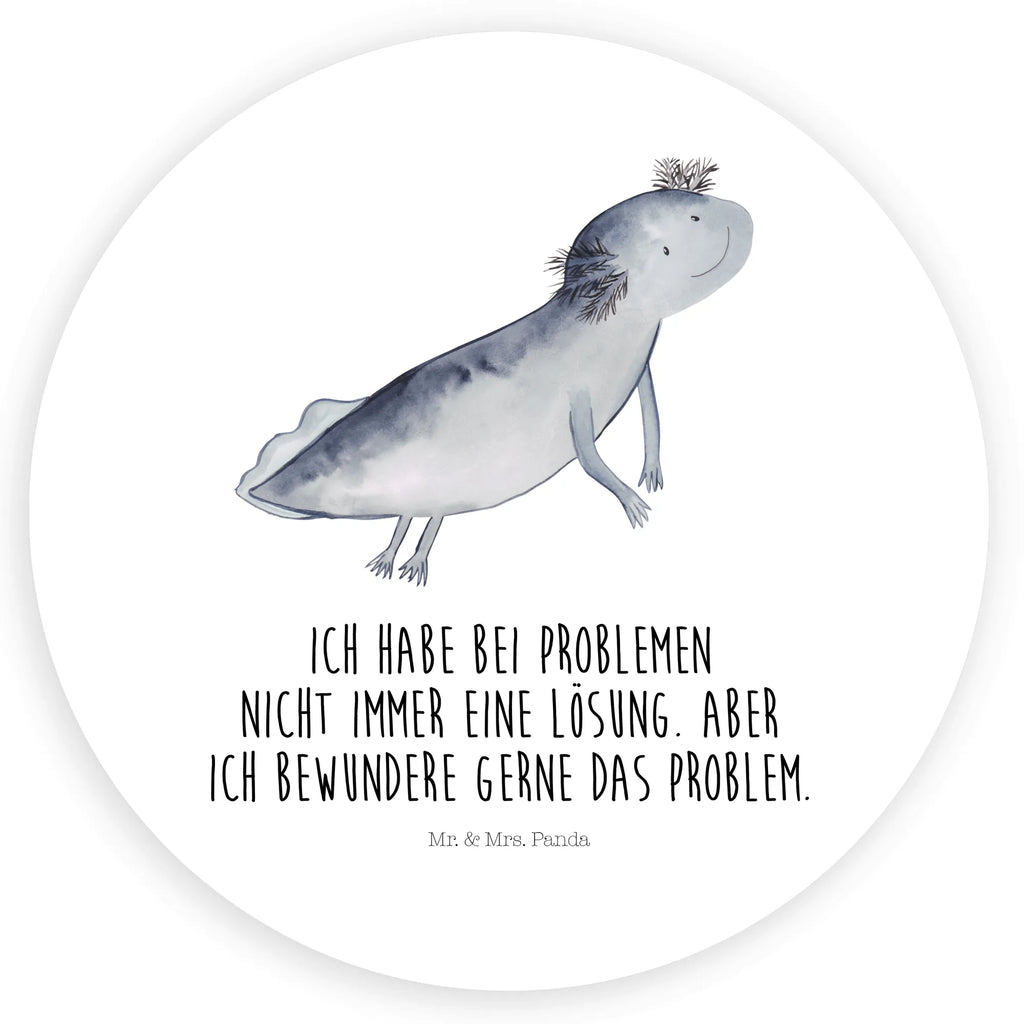 Rund Aufkleber Axolotl schwimmt Sticker, Aufkleber, Etikett, Axolotl, Molch, Axolot, Schwanzlurch, Lurch, Lurche, Problem, Probleme, Lösungen, Motivation