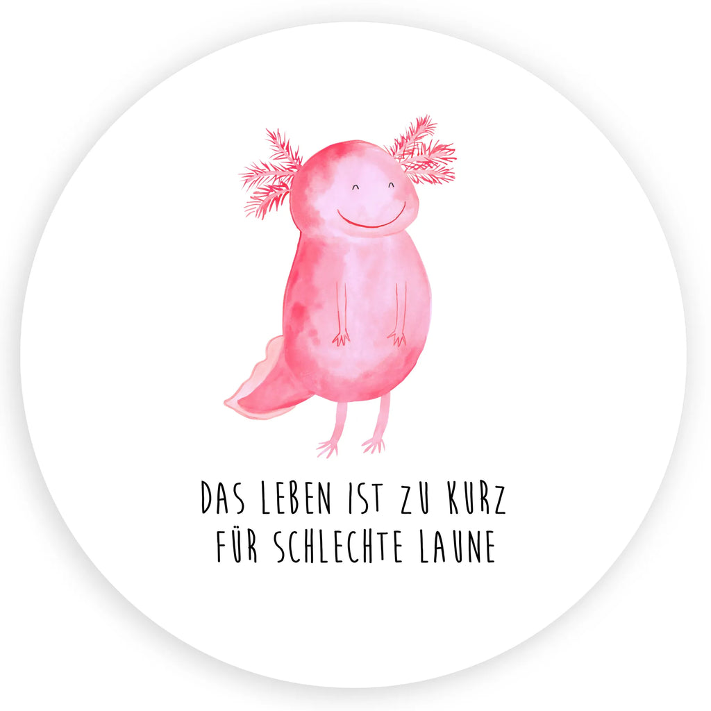 Rund Aufkleber Axolotl glücklich Sticker, Aufkleber, Etikett, Axolotl, Molch, Axolot, Schwanzlurch, Lurch, Lurche, Motivation, gute Laune