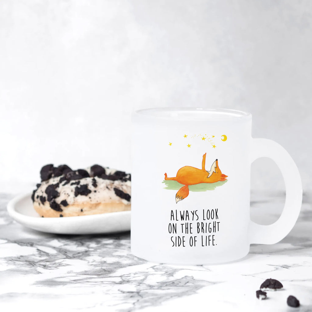 Teetasse Fuchs Sterne Teetasse, Teeglas, Teebecher, Tasse mit Henkel, Tasse, Glas Teetasse, Teetasse aus Glas, Fuchs, Füchse, tröstende Worte, Spruch positiv, Spruch schön, Romantik, Always Look on the Bright Side of Life