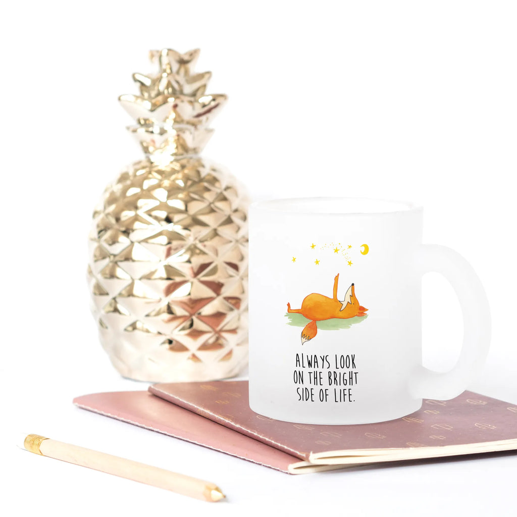 Teetasse Fuchs Sterne Teetasse, Teeglas, Teebecher, Tasse mit Henkel, Tasse, Glas Teetasse, Teetasse aus Glas, Fuchs, Füchse, tröstende Worte, Spruch positiv, Spruch schön, Romantik, Always Look on the Bright Side of Life