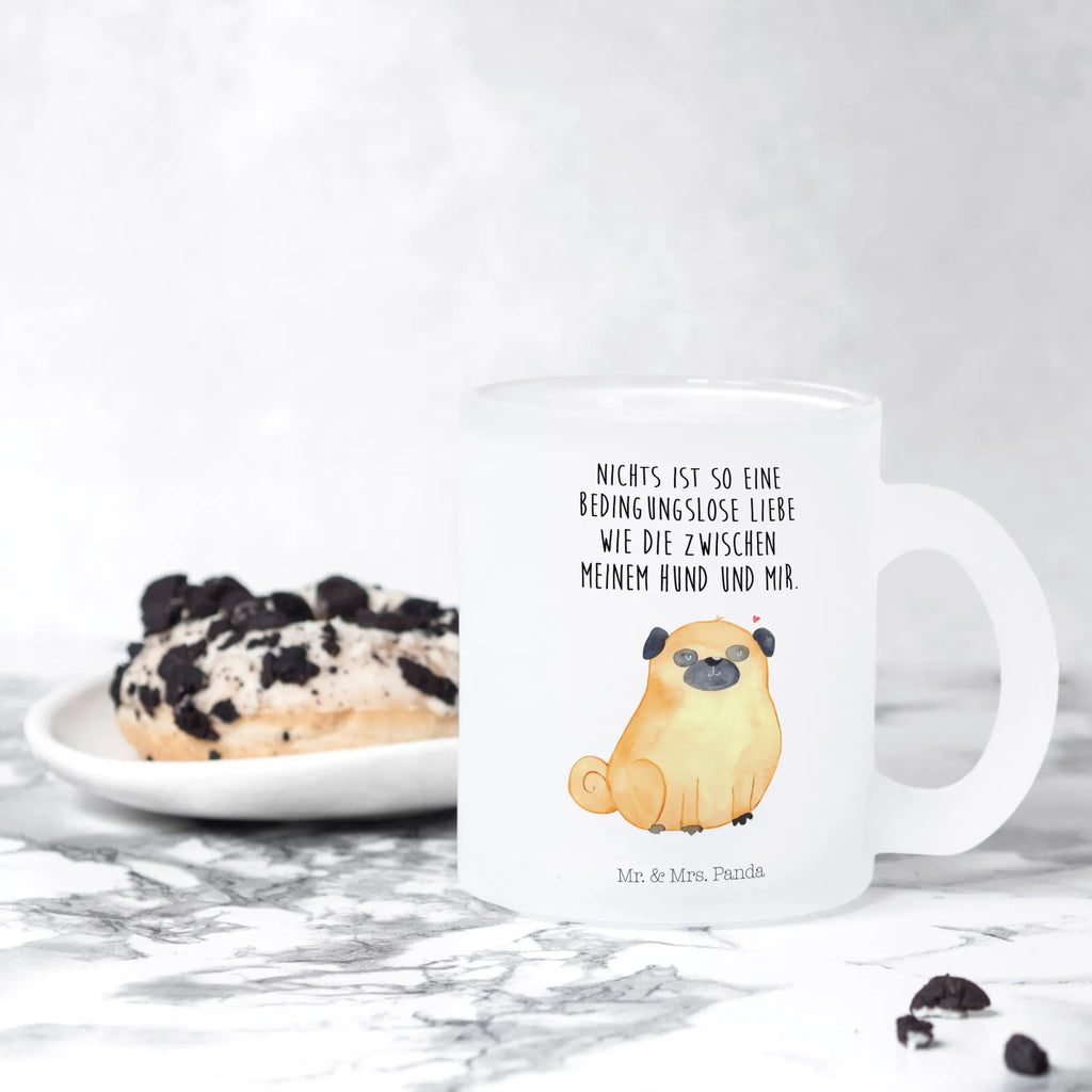 Teetasse Mops Teetasse, Teeglas, Teebecher, Tasse mit Henkel, Tasse, Glas Teetasse, Teetasse aus Glas, Hund, Hundemotiv, Haustier, Hunderasse, Tierliebhaber, Hundebesitzer, Sprüche, Mops, Liebe, Hundeliebe