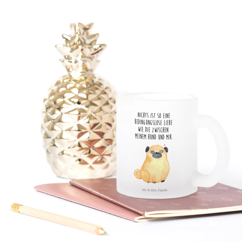 Teetasse Mops Teetasse, Teeglas, Teebecher, Tasse mit Henkel, Tasse, Glas Teetasse, Teetasse aus Glas, Hund, Hundemotiv, Haustier, Hunderasse, Tierliebhaber, Hundebesitzer, Sprüche, Mops, Liebe, Hundeliebe