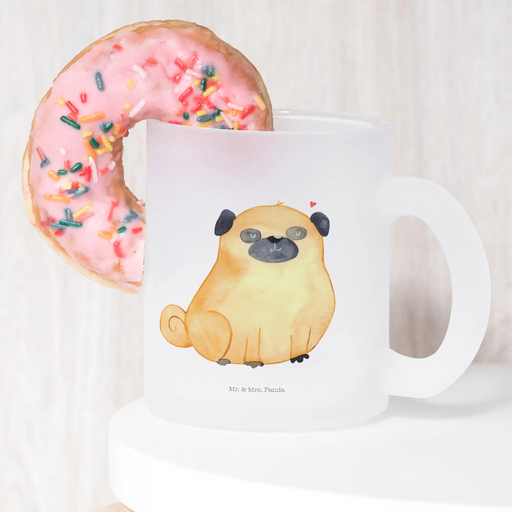 Teetasse Mops Teetasse, Teeglas, Teebecher, Tasse mit Henkel, Tasse, Glas Teetasse, Teetasse aus Glas, Hund, Hundemotiv, Haustier, Hunderasse, Tierliebhaber, Hundebesitzer, Sprüche, Mops, Liebe, Hundeliebe