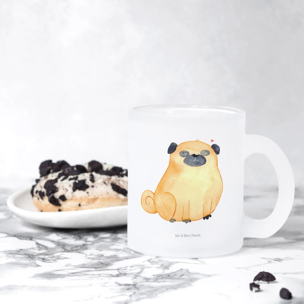 Teetasse Mops Teetasse, Teeglas, Teebecher, Tasse mit Henkel, Tasse, Glas Teetasse, Teetasse aus Glas, Hund, Hundemotiv, Haustier, Hunderasse, Tierliebhaber, Hundebesitzer, Sprüche, Mops, Liebe, Hundeliebe