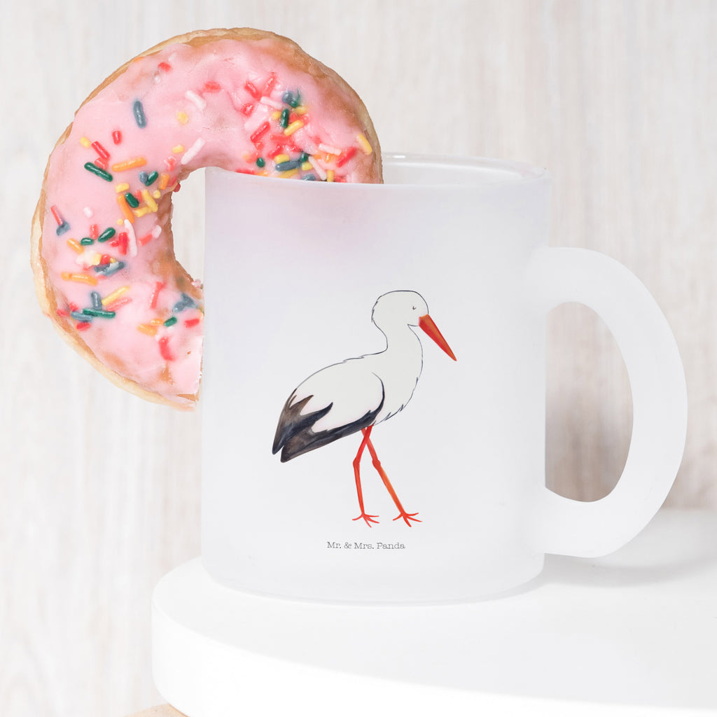 Teetasse Storch Teetasse, Teeglas, Teebecher, Tasse mit Henkel, Tasse, Glas Teetasse, Teetasse aus Glas, Tiermotive, Gute Laune, lustige Sprüche, Tiere, Storch, Störche, Schwangerschaft, Geburt, Mutter, Mütter, Mutter werden, Schwanger, Babybauch, Baby