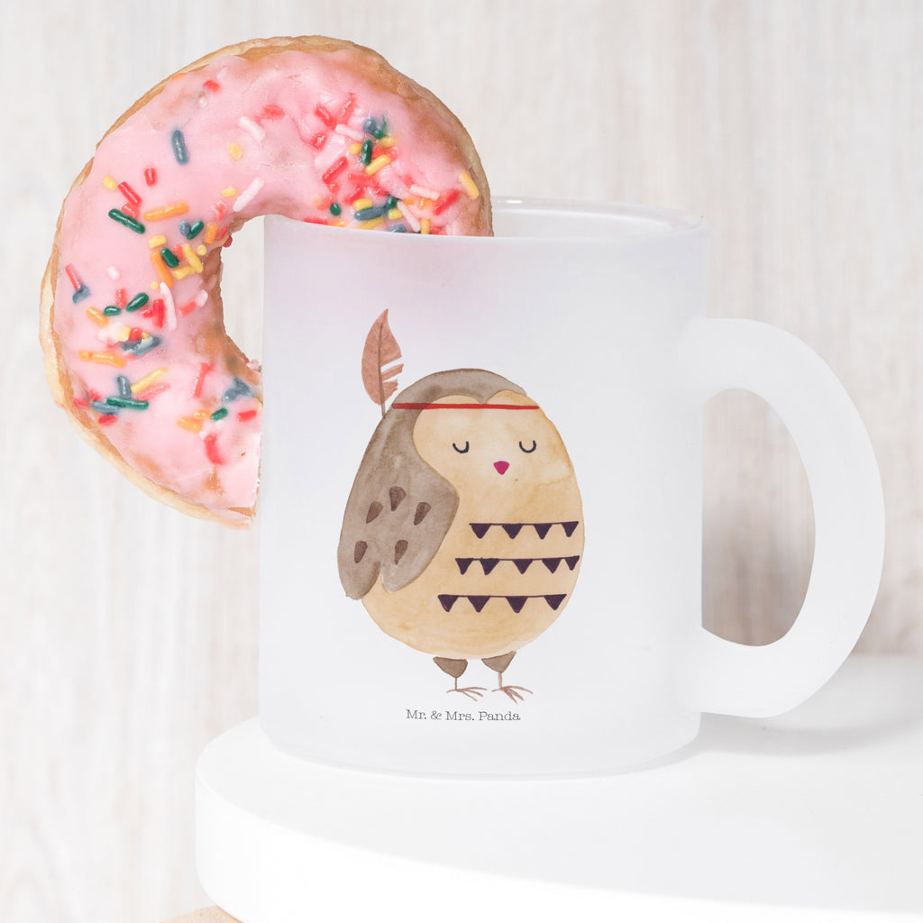 Teetasse Eule Federschmuck Teetasse, Teeglas, Teebecher, Tasse mit Henkel, Tasse, Glas Teetasse, Teetasse aus Glas, Eule, Eule Deko, Owl, Das Leben ist ein Abenteuer, Reisespruch, Federschmuck, Dekoration