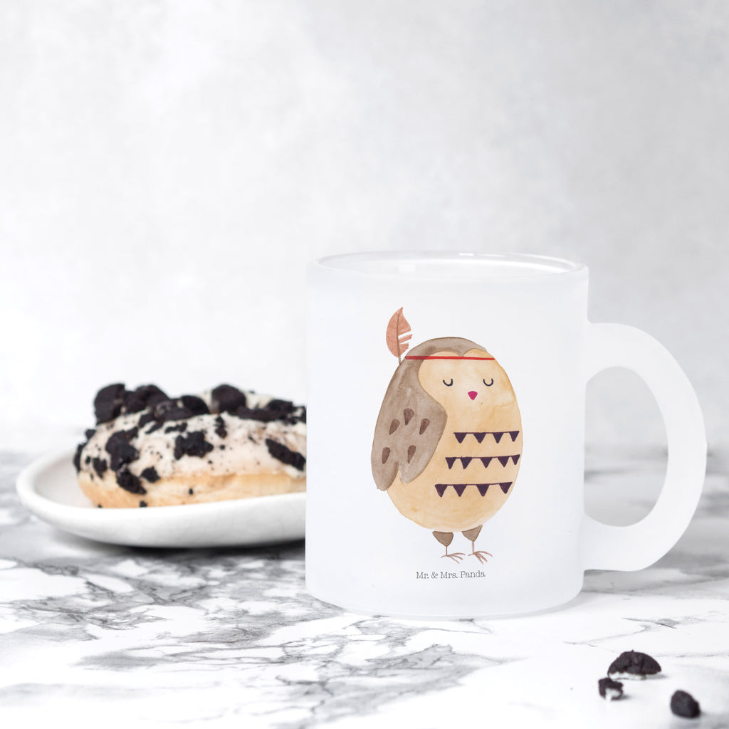 Teetasse Eule Federschmuck Teetasse, Teeglas, Teebecher, Tasse mit Henkel, Tasse, Glas Teetasse, Teetasse aus Glas, Eule, Eule Deko, Owl, Das Leben ist ein Abenteuer, Reisespruch, Federschmuck, Dekoration