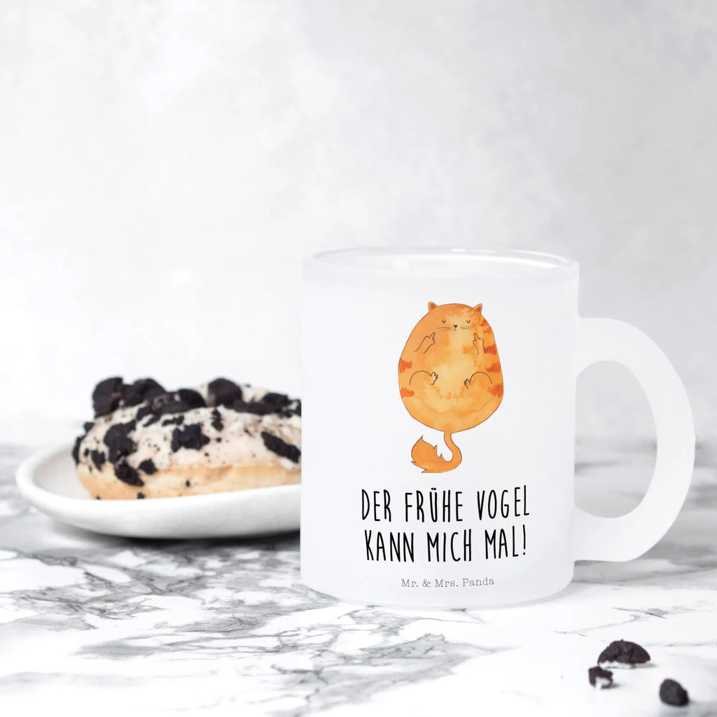 Teetasse Katze Frühaufsteher Teetasse, Teeglas, Teebecher, Tasse mit Henkel, Tasse, Glas Teetasse, Teetasse aus Glas, Katze, Katzenmotiv, Katzenfan, Katzendeko, Katzenfreund, Katzenliebhaber, Katzenprodukte, Katzenartikel, Katzenaccessoires, Katzensouvenirs, Katzenliebhaberprodukte, Katzenmotive, Der frühe Vogel kann mich mal, Morgenmuffel, Frühaufsteher, Kaffee, Katzen, Kater, Mietze