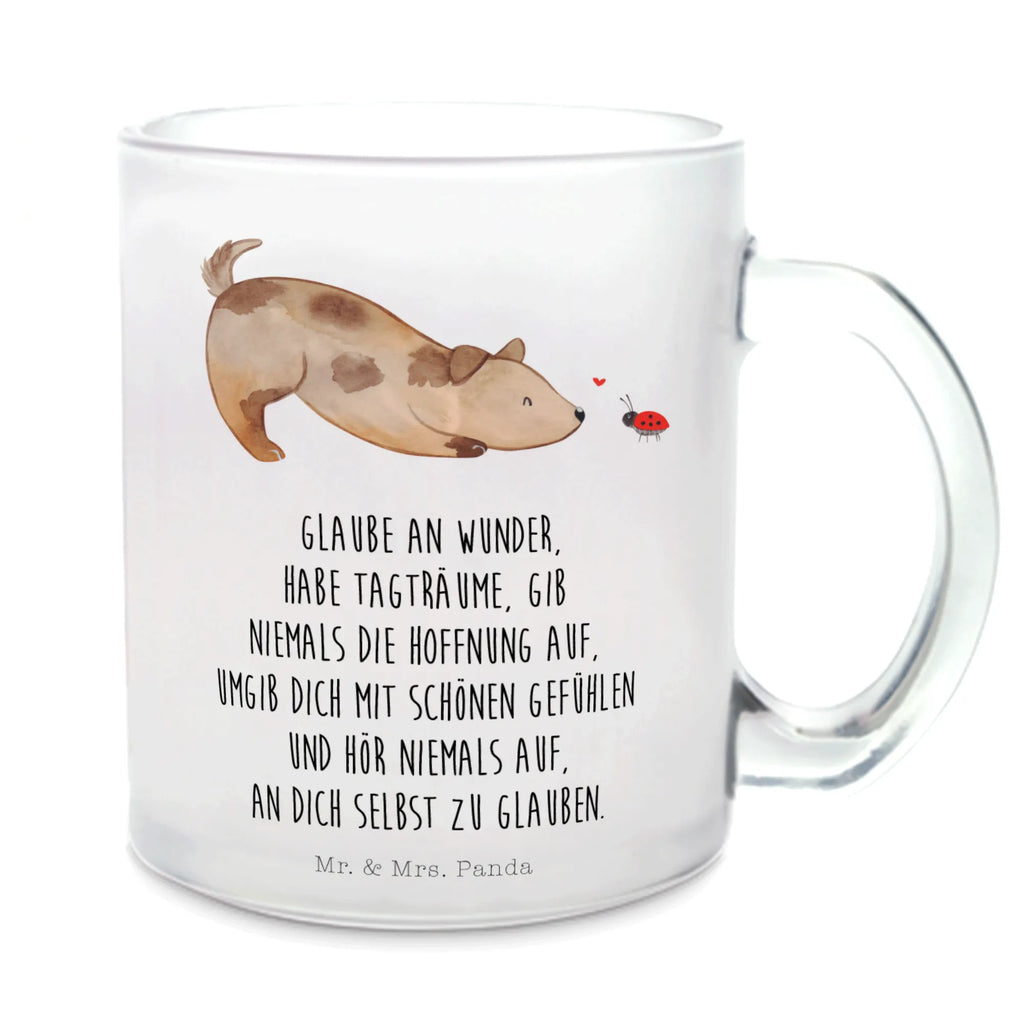 Teetasse Hund Marienkäfer Teetasse, Teeglas, Teebecher, Tasse mit Henkel, Tasse, Glas Teetasse, Teetasse aus Glas, Hund, Hundemotiv, Haustier, Hunderasse, Tierliebhaber, Hundebesitzer, Sprüche, Hunde, Hundespruch, Marienkäfer, Mischling, Mischlinghund