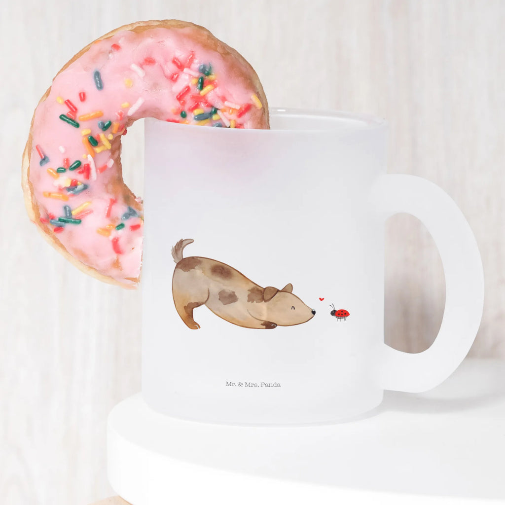 Teetasse Hund Marienkäfer Teetasse, Teeglas, Teebecher, Tasse mit Henkel, Tasse, Glas Teetasse, Teetasse aus Glas, Hund, Hundemotiv, Haustier, Hunderasse, Tierliebhaber, Hundebesitzer, Sprüche, Hunde, Hundespruch, Marienkäfer, Mischling, Mischlinghund