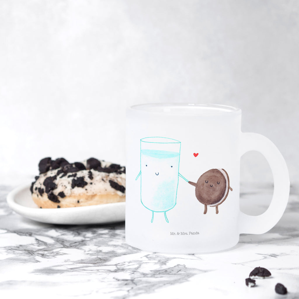 Teetasse Milch & Keks Teetasse, Teeglas, Teebecher, Tasse mit Henkel, Tasse, Glas Teetasse, Teetasse aus Glas, Tiermotive, Gute Laune, lustige Sprüche, Tiere, Milk, Cookie, Milch, Keks, Kekse, Kaffee, Einladung Frühstück, Motiv süß, romantisch, perfektes Paar