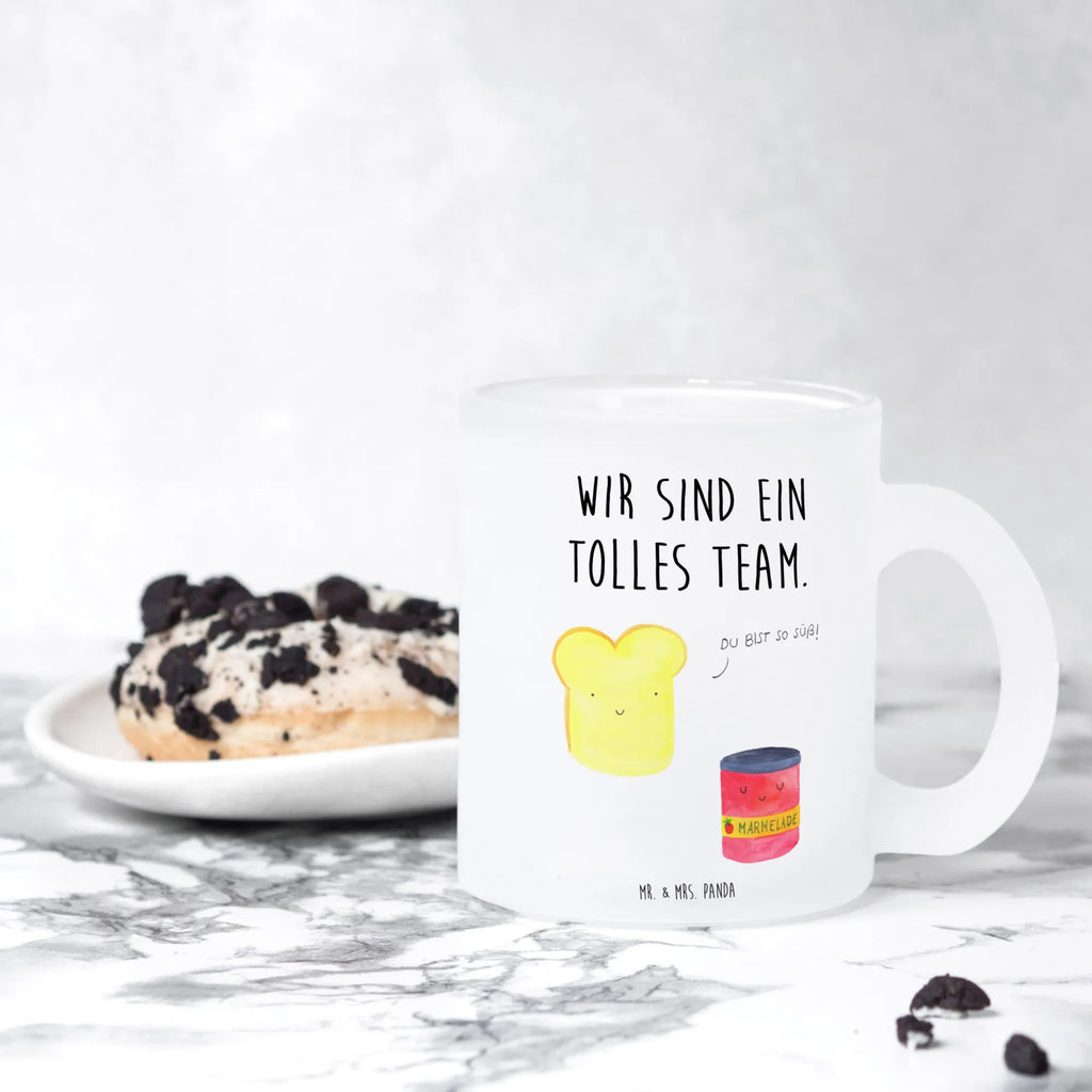 Teetasse Toast & Marmelade Teetasse, Teeglas, Teebecher, Tasse mit Henkel, Tasse, Glas Teetasse, Teetasse aus Glas, Tiermotive, Gute Laune, lustige Sprüche, Tiere, Toast, Marmelade, Dreamteam, süße Postkarte, süß, Küche Deko, Küche Spruch, Frühstück Einladung, Brot, Toastbrot