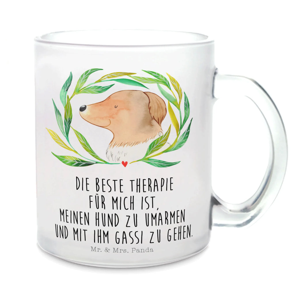 Teetasse Hund Ranke Teetasse, Teeglas, Teebecher, Tasse mit Henkel, Tasse, Glas Teetasse, Teetasse aus Glas, Hund, Hundemotiv, Haustier, Hunderasse, Tierliebhaber, Hundebesitzer, Sprüche, Ranke, Therapie, Selbsttherapie, Hundeliebe, Hundeglück, Hunde