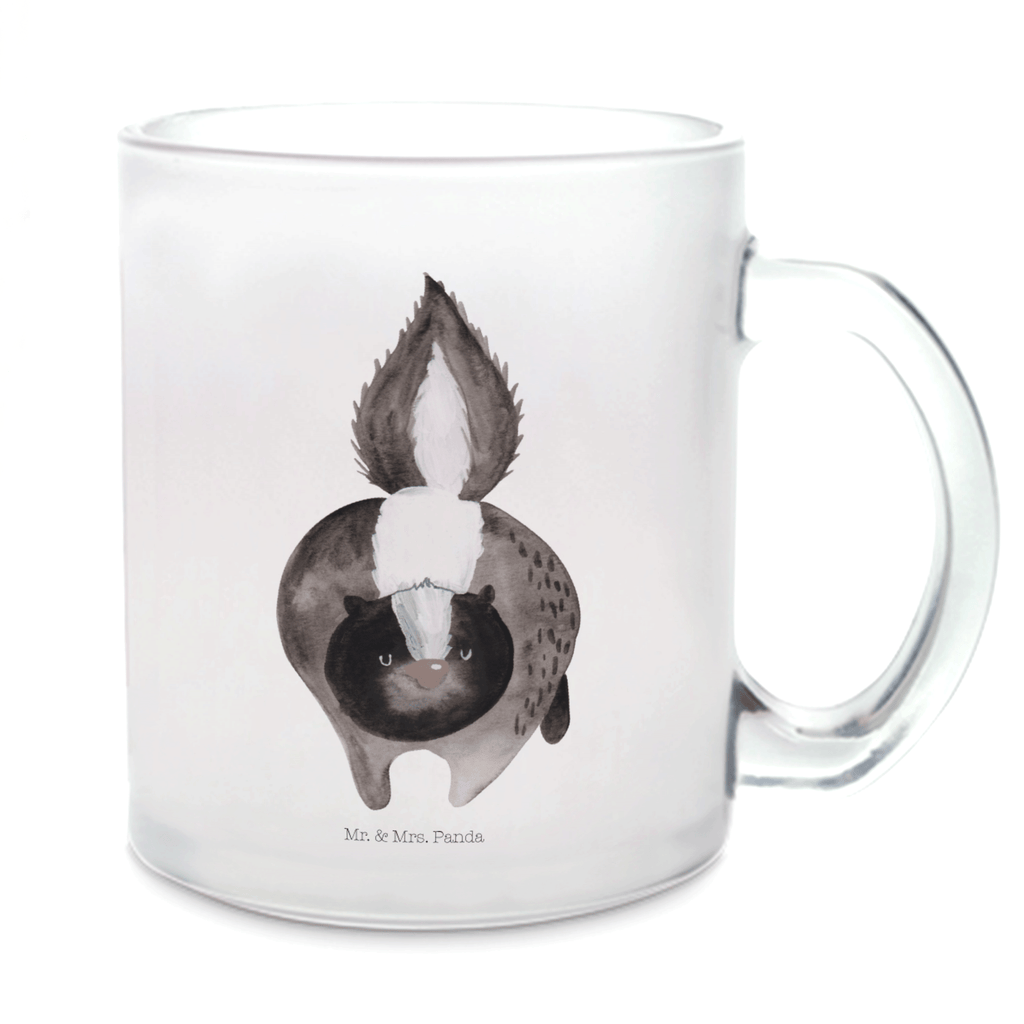 Teetasse Stinktier Angriff Teetasse, Teeglas, Teebecher, Tasse mit Henkel, Tasse, Glas Teetasse, Teetasse aus Glas, Stinktier, Skunk, Wildtier, Raubtier, Stinker, Stinki, wütend, Drohung